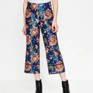 Zara Floral Brocade Cropped Pants